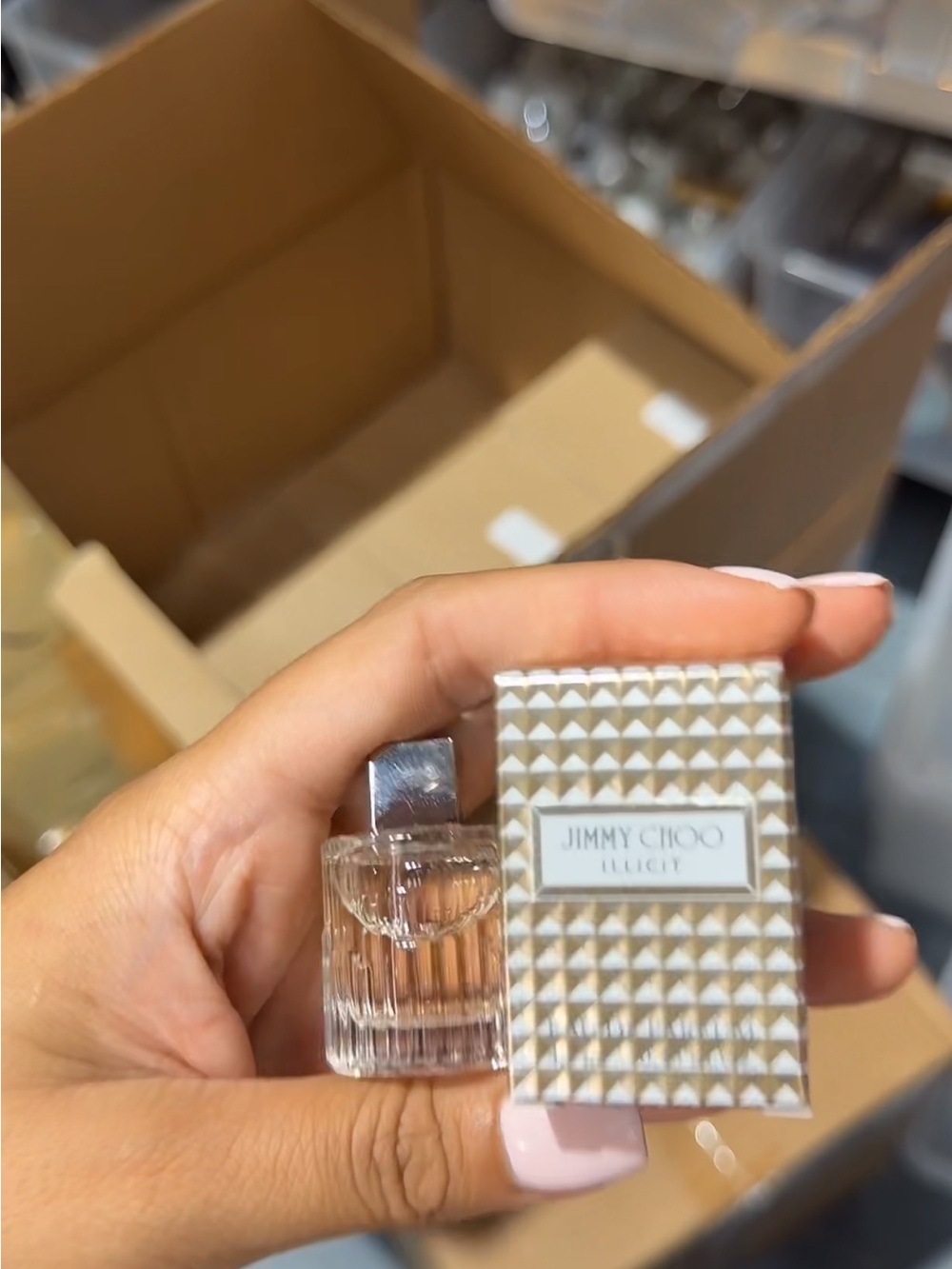 Jimmy Choo Illicit Miniature with Gold Studded Box and Silver Cap